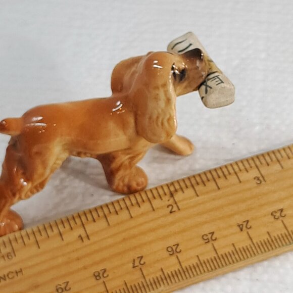 Vintage Hagen Renaker Cocker Spaniel Dog News Paper mini miniature tan brown - Picture 8 of 9